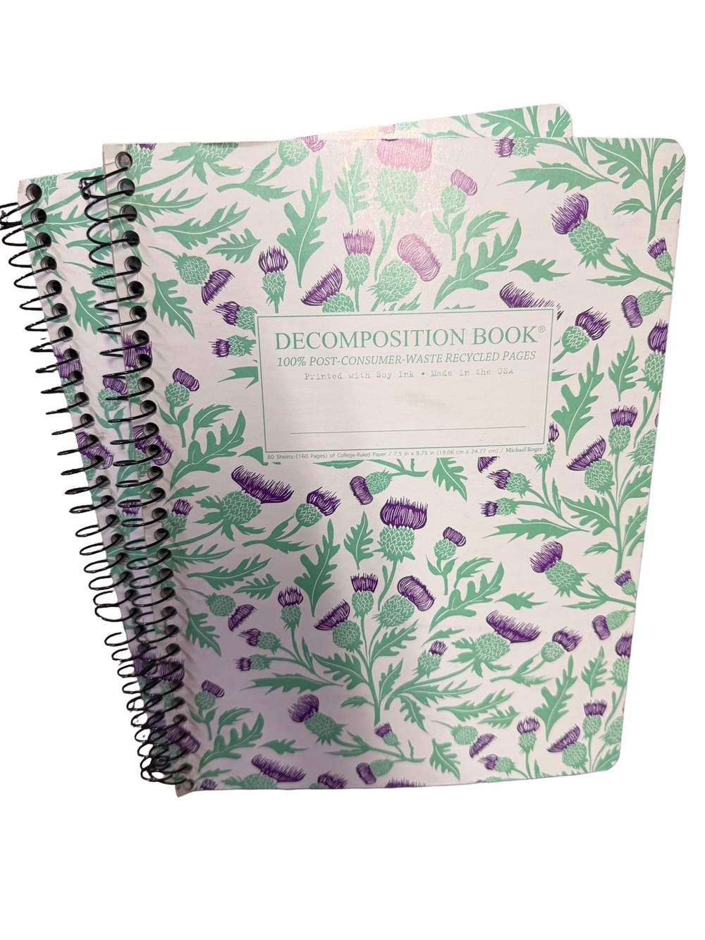Decomposition Book Spiral Notebook - Mint & Purple Floral